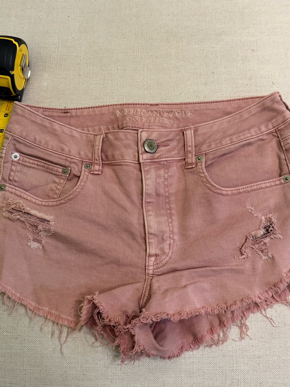 American Eagle Outfitters Dusty Pink Distressed Denim stretch shorts